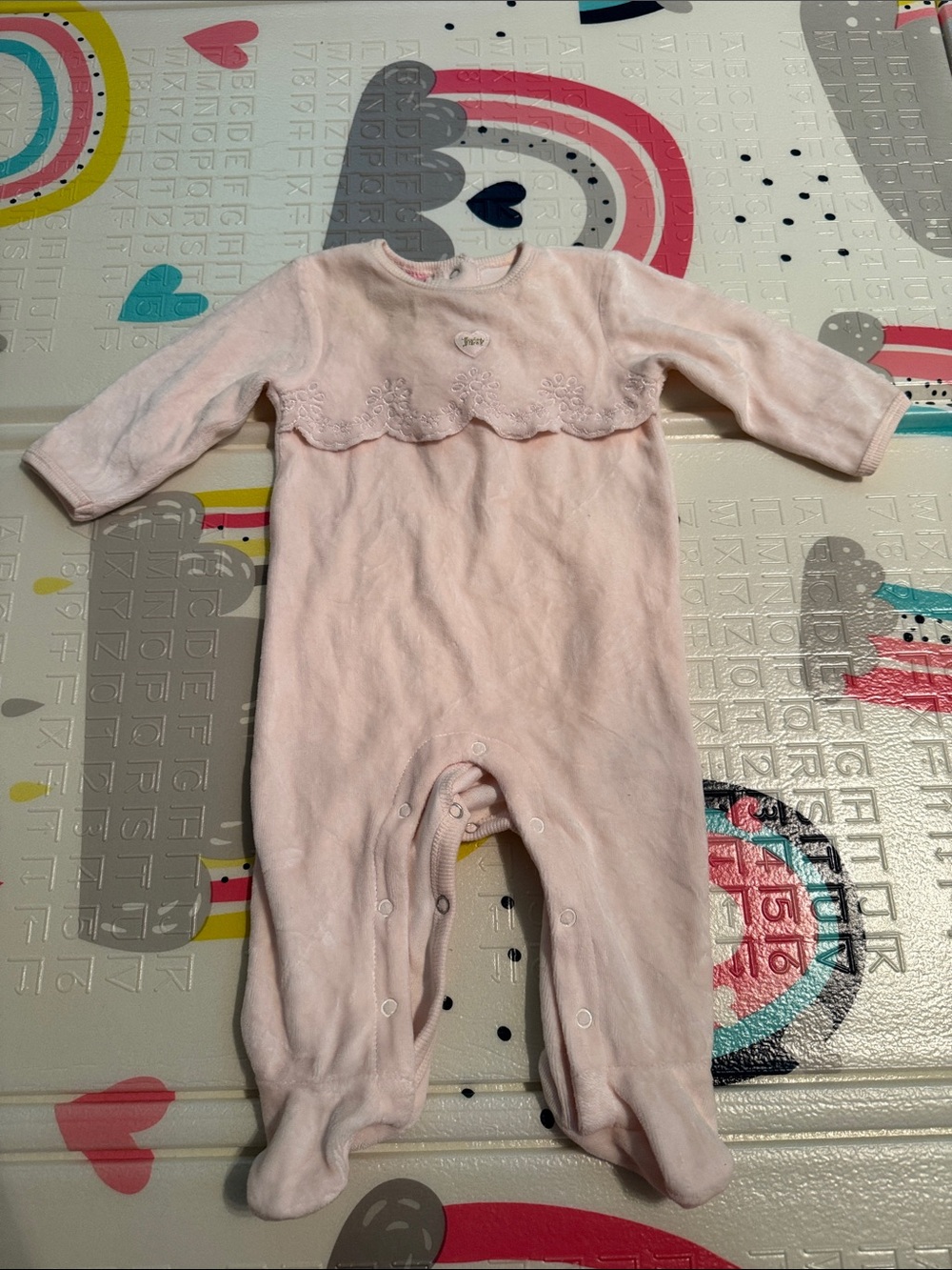 Baby Girls' Pink Plush Footed One-Piece